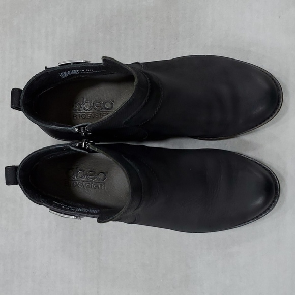 Abeo Yana booties women's 7N black Nubuck leather snake print detail buckle - Picture 2 of 11